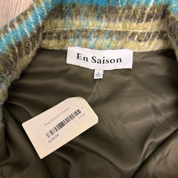 NWT En Saison Zoe Shirt Jacket Shacket in Green Multi Plaid | Large - Picture 5 of 8